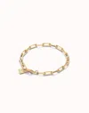 Unode50 Medium Sized Oval Link Carabiner Clasp Bracelet In Gold