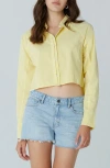 Unpublished Colette Cotton Cropped Button-up Shirt In Yellow