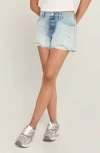Unpublished Emma Bow Raw Hem Denim Shorts In Multi