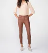 Unpublished Olivia High Waisted Skinny Jeans In Chestnut Brown In Pink
