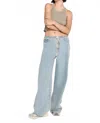 Unpublished Reece Raw Hem Drawstring Wide Leg Jeans In Blue
