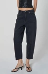 Unpublished Taylor Trip High Waist Ankle Barrel Leg Jeans In Black