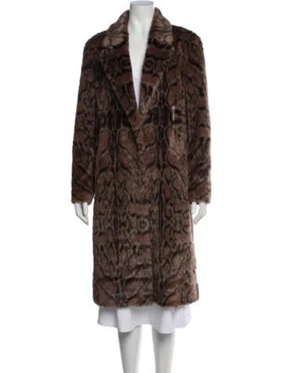 Pre-owned Unreal Fur Animal Print Faux Fur Coat In Brown