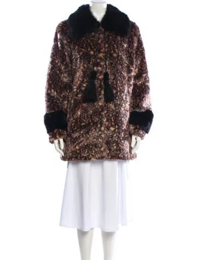 Pre-owned Unreal Fur Animal Print Faux Fur Coat W/ Tags In Brown