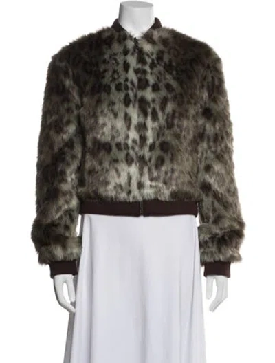 Pre-owned Unreal Fur Animal Print Faux Fur Jacket W/ Tags In Multi