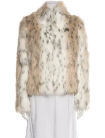 Pre-owned Unreal Fur Animal Print Faux Fur Jacket W/ Tags In Neutrals