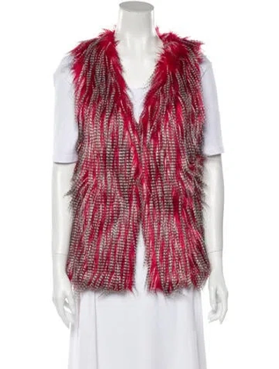 Pre-owned Unreal Fur Animal Print Vest In Red
