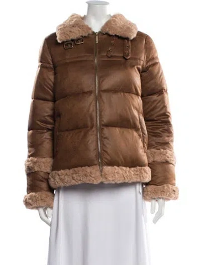 Pre-owned Unreal Fur Biker Jacket In Brown