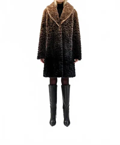 Unreal Fur Boho Faux Fur Coat In Ombre Leopard In Black