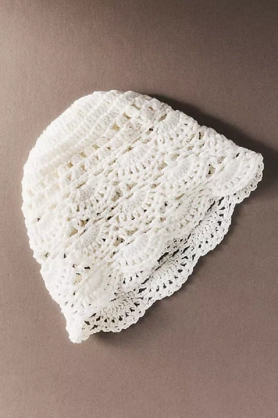 Unreal Fur Crochet Bucket Hat In White