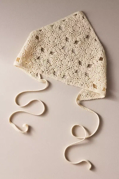 Unreal Fur Crochet Hair Scarf In Neutral
