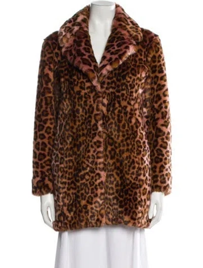 Pre-owned Unreal Fur Faux Fur Animal Print Faux Fur Coat In Brown