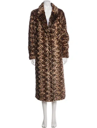 Pre-owned Unreal Fur Faux Fur Animal Print Faux Fur Coat W/ Tags In Brown