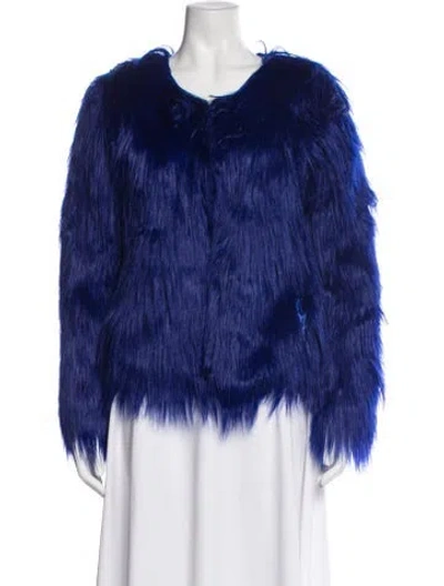Pre-owned Unreal Fur Faux Fur Faux Fur Jacket In Blue