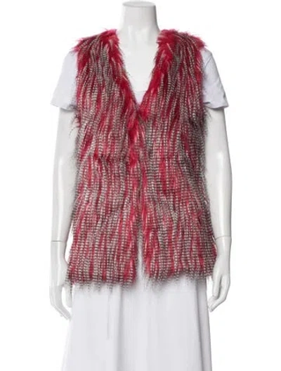 Pre-owned Unreal Fur Faux Fur Patterned Vest In Red