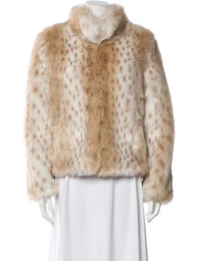 Pre-owned Unreal Fur Faux Fur Printed Faux Fur Jacket In Neutral