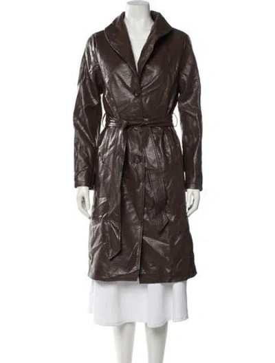 Pre-owned Unreal Fur Faux Leather Faux Fur Coat In Brown