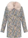 Unreal Fur Feuilles Mortes Coat In Blue
