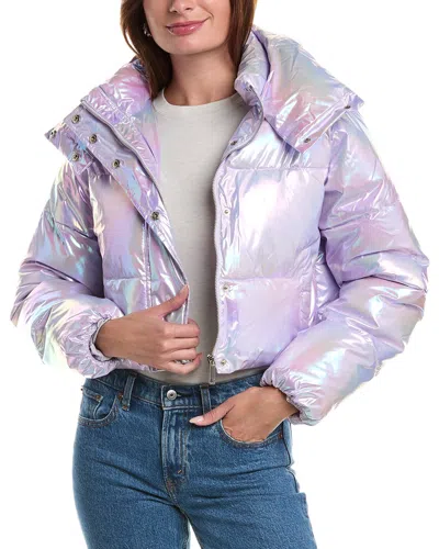 Unreal Fur Fractals Holographic-effect Padded Jacket In Purple