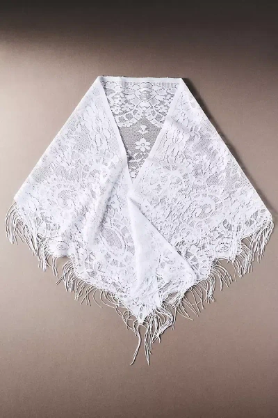 Unreal Fur Lace Fringe Multi-way Wrap In White
