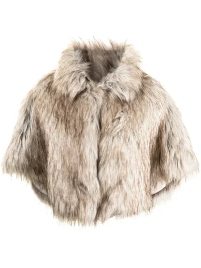 Unreal Fur Nord Faux-fur Cropped Cape In Brown
