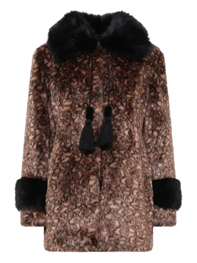 Unreal Fur Planet Earth Tassel Coat In Brown