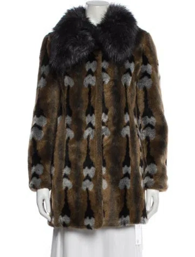 Pre-owned Unreal Fur Printed Faux Fur Coat In Brown