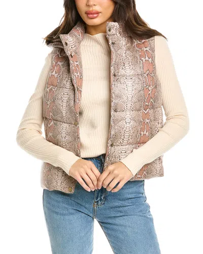 Unreal Fur Python Print Puffer Vest In Pink