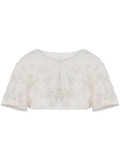Unreal Fur Rose-appliqué Jacket In White