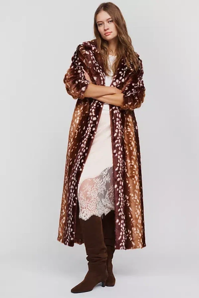 Unreal Fur Sami Faux Fur Coat Jacket In Brown