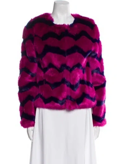Pre-owned Unreal Fur Striped Faux Fur Jacket In Pink