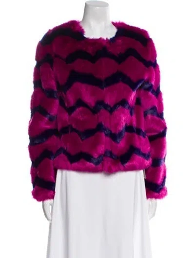Pre-owned Unreal Fur Striped Faux Fur Jacket In Pink