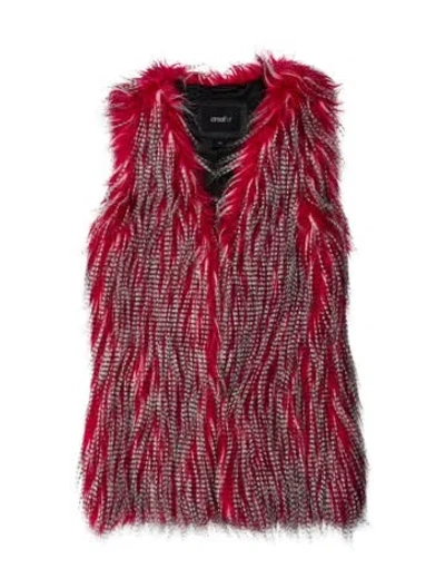Pre-owned Unreal Fur Striped Vest In Red