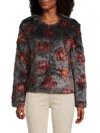 Unreal Fur Women's Flower Faux Fur Jacket In Night Blossom