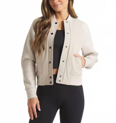 Unrl Jetset Bomber Jacket In Sand In White