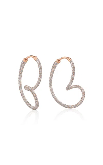 Unsaid 18k Rose Gold Whirlwind Pavé Earrings In Pink