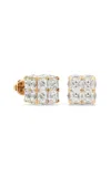 Unsaid Armor 18k Yellow Gold Diamond Cube Earrings In Silver