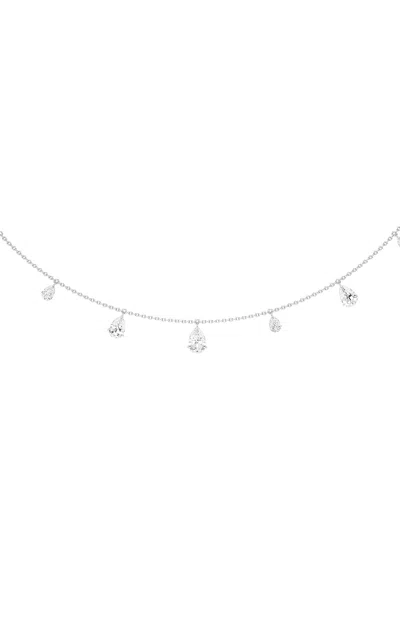 Unsaid Tear Charm 18k White Gold Diamond Necklace In White