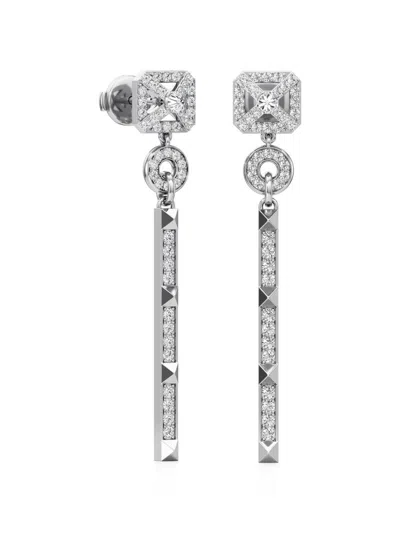 Unsaid Women's Armor 18k White Gold & 0.57 Tcw Lab-grown Diamond Drop Earrings
