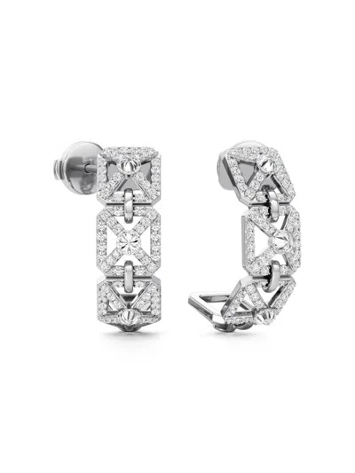 Unsaid Women's Armor 18k White Gold & 0.79 Tcw Lab-grown Diamond Mini Hoop Earrings