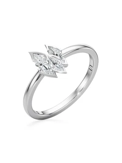 Unsaid Women's Flame 18k White Gold & 0.49 Tcw Lab-grown Diamond Small Ring In Metallic