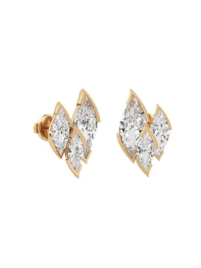 Unsaid Women's Flame 18k Yellow Gold & 3.56 Tcw Lab-grown Diamond Stud Earrings