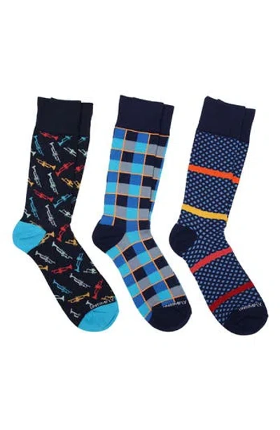 Unsimply Stitched 3-pack Assorted Crew Socks In Blue Multi