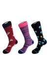 Unsimply Stitched 3-pack Assorted Graphic Crew Socks In Black Multi