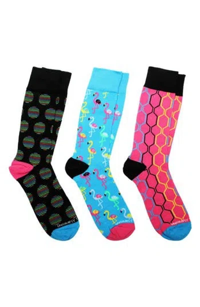 Unsimply Stitched 3-pack Assorted Graphic Crew Socks In Blue Multi