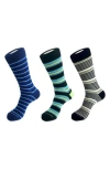Unsimply Stitched 3-pack Assorted Stripe Crew Socks In Blue Multi