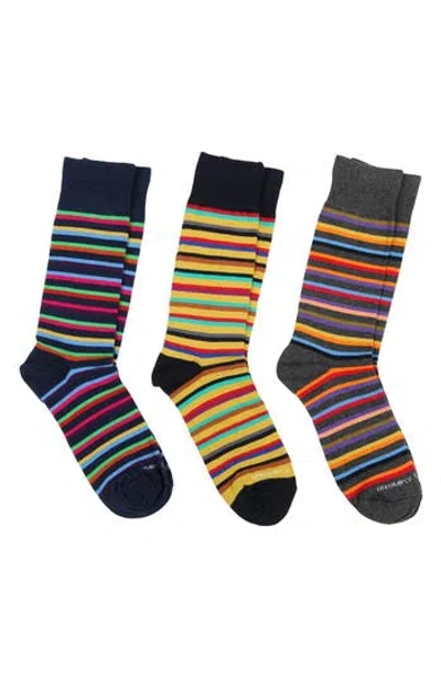 Unsimply Stitched 3-pack Assorted Stripe Crew Socks In Blue Multi