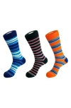 Unsimply Stitched 3-pack Assorted Stripe Crew Socks In Blue Multi