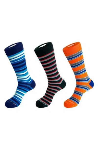 Unsimply Stitched 3-pack Assorted Stripe Crew Socks In Blue Multi