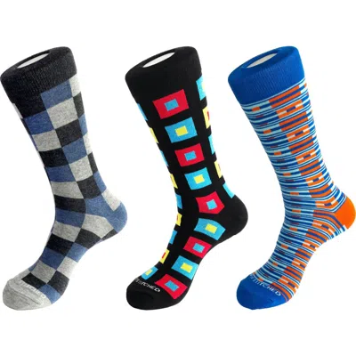 Unsimply Stitched 3-pack Crew Socks In Blue Multi Color
